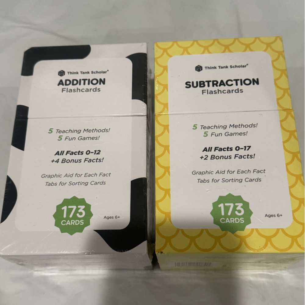Think Tank Scholar Addition and Subtraction Flashcards Set - Black and Yellow